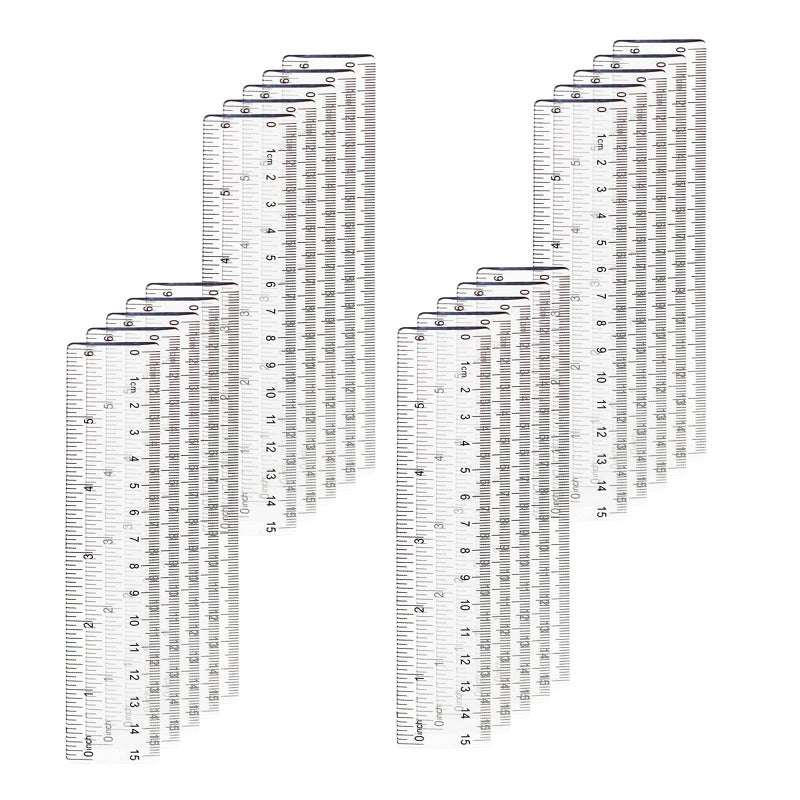 Chris.W 20 Pack Clear Plastic Ruler 6 Inch Straight Ruler Flexible with Inches and Metric for School Classroom, Home, or Office (Clear) - Image 2